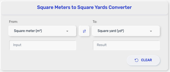 Square Meter to Square Yard Converter